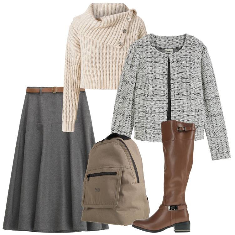 Outfit donna - Gennaio è arrivato - @star67. Stile Bon Ton per Tutti i giorni. Abbinamento con cardigans, stivali, zaini, gonne lunghe, maglieria.