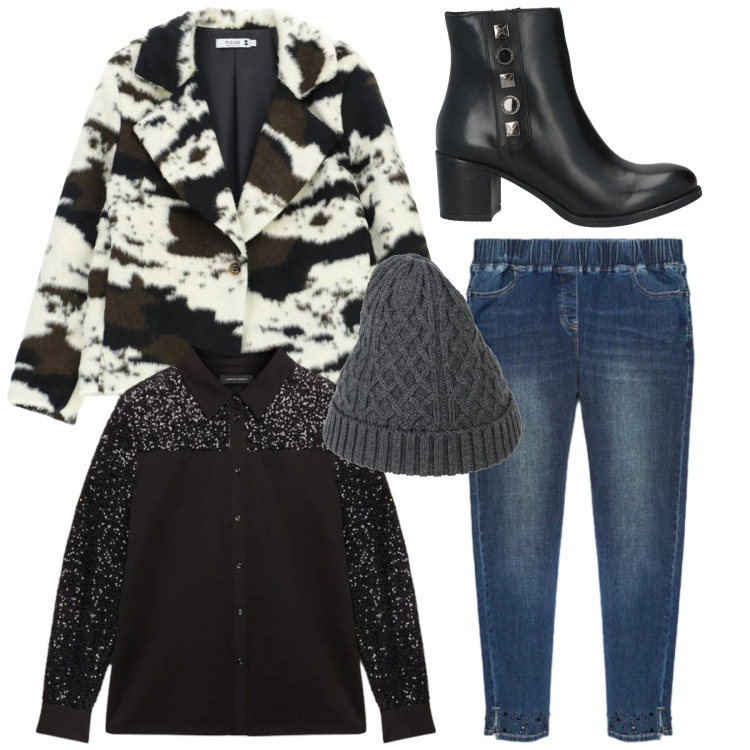 Outfit donna - Total look #2317293. Stile Minimal per Tutti i giorni. Abbinamento con cappelli, stivaletti, blazer, jeggings, camicie.