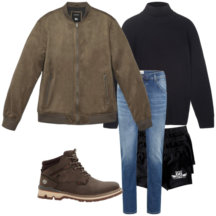 Outfit uomo - Ciao. Stile Casual per Tutti i giorni. Abbinamento con boxer, jeans dritti, stivali e stivaletti, giacche, pullovers.