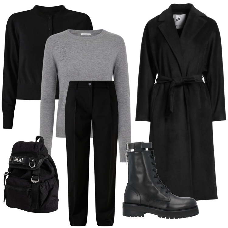 Outfit donna - Libero. Stile Casual per Tutti i giorni. Abbinamento con anfibi, zaini, cappotti, cardigans, pantaloni, maglieria.