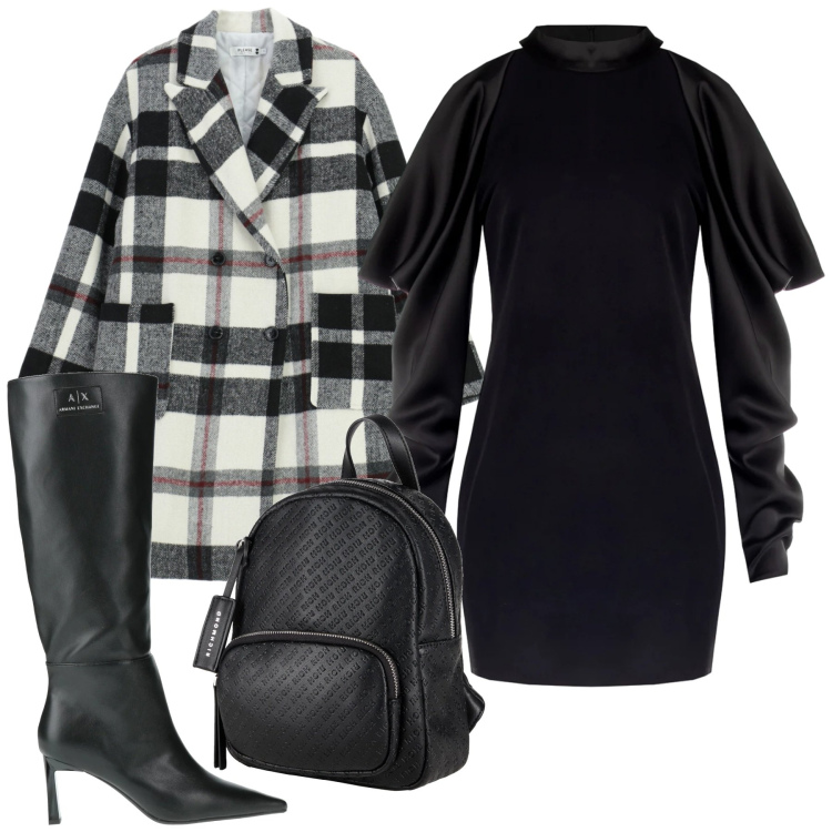 Outfit donna - Con personalità. Stile Glamour per Ufficio. Abbinamento con stivali, zaini, vestiti corti, cappotti.