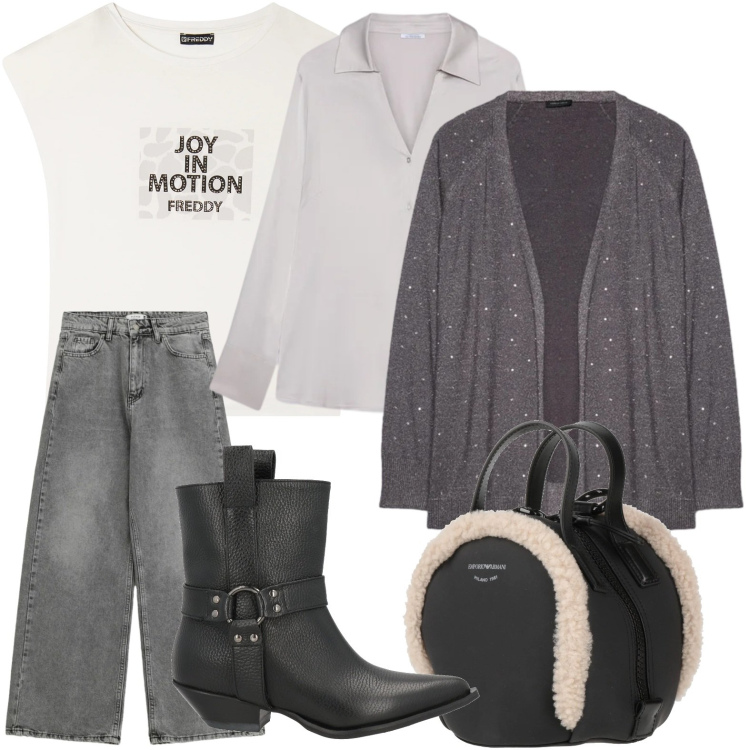 Outfit donna - Gli accessori emozionanti. Stile Minimal per Tutti i giorni. Abbinamento con zaini, stivaletti texani, jeans, t-shirt, camicie, cardigans.