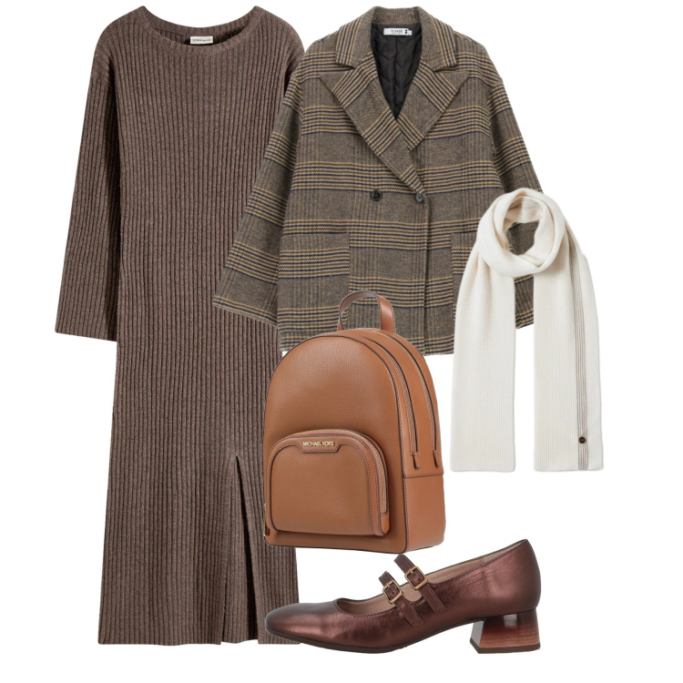 Outfit donna - Le maryjane bronzo. Stile Bon Ton per Tutti i giorni. Abbinamento con vestiti, zaini, décolleté, sciarpe, cappotti.