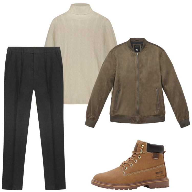 Outfit uomo - Gennaio. Stile Casual per Tutti i giorni. Abbinamento con stivali e stivaletti, giacche, pantaloni, maglieria.