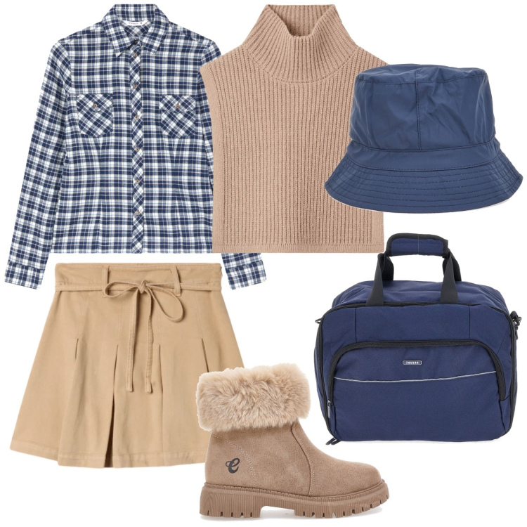 Outfit donna - Terranova - Saldi FW25. Stile Casual per Scuola/Università. Abbinamento con camicie, minigonne, cappotti, berretti, stivaletti, zaini.