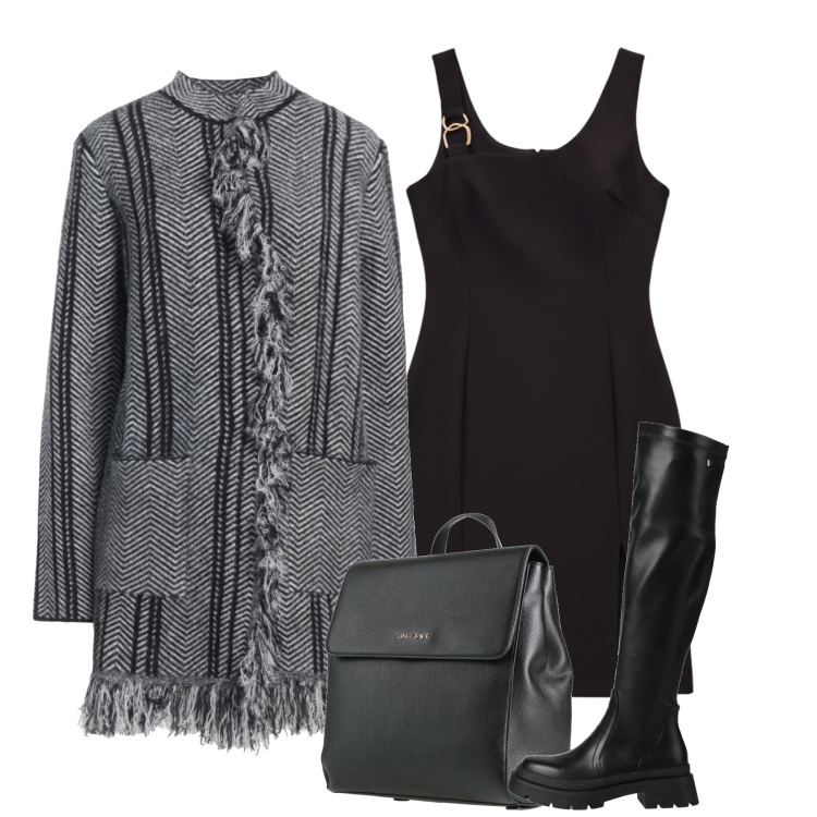 Outfit donna - Total look elegante. Stile Chic per Serata fuori. Abbinamento con cappotti, stivali, zaini, vestiti a tubino.