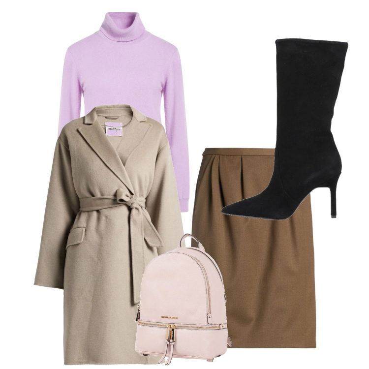 Outfit donna - Total look. Stile Casual per Tutti i giorni. Abbinamento con cappotti, stivali, zaini, minigonne, maglieria.