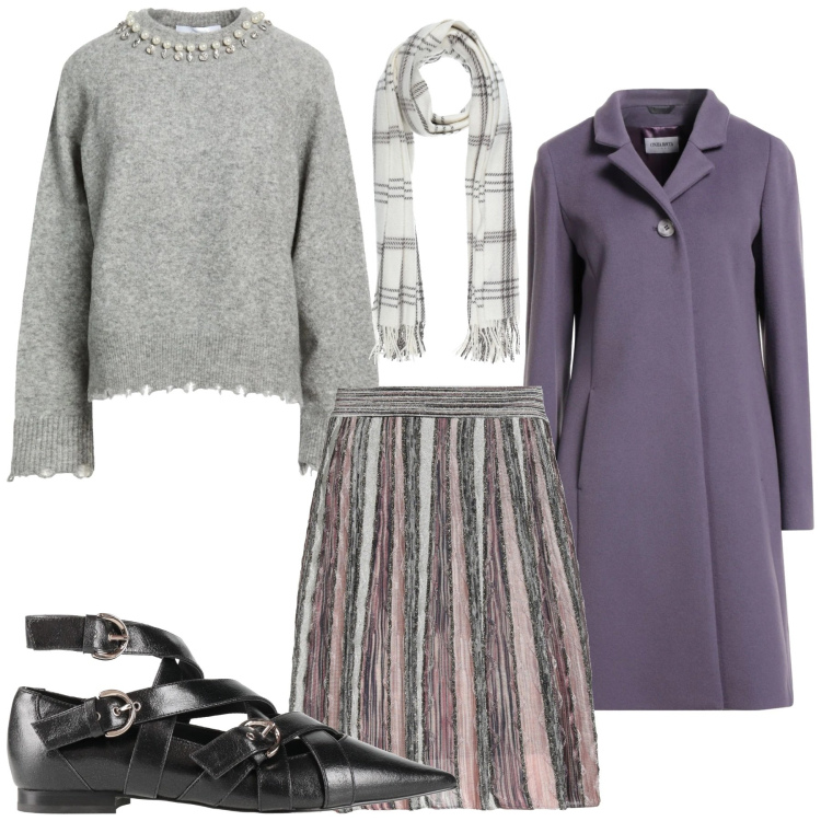 Outfit donna - Total look #2317608. Stile Bon Ton per Serata fuori. Abbinamento con cappotti, pullovers, sciarpe, ballerine, minigonne.