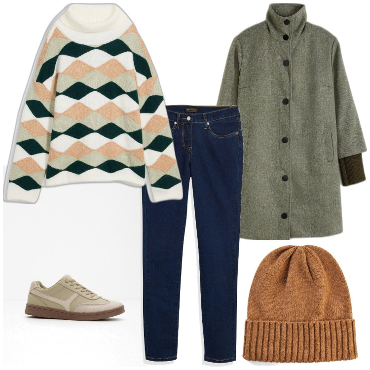 Outfit femme - Hiver en urban. Style Urban pour Tous les jours. Assortir avec jeans, manteaux, bonnets, sneakers, pulls.