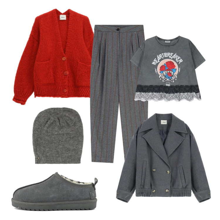 Outfit donna - Saldi Dixie. Stile Urban per Tutti i giorni. Abbinamento con t-shirt, pantaloni, cappotti, berretti, cardigans, sabot.