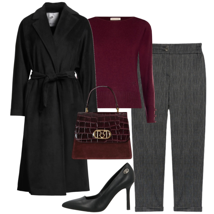 Outfit donna - Gennaio. Stile Urban per Tutti i giorni. Abbinamento con décolleté, cappotti, pullovers, borse a mano, pantaloni.
