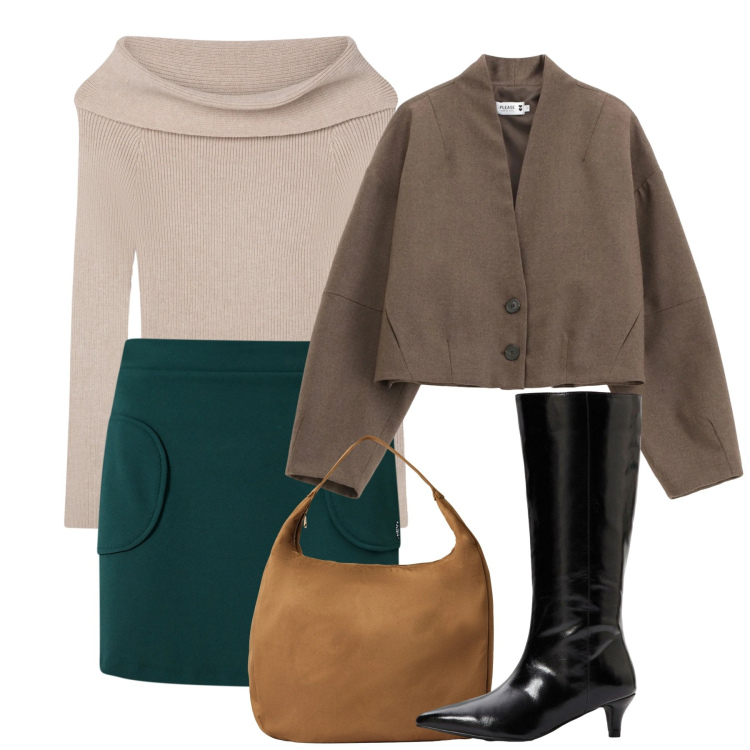 Outfit donna - Gennaio. Stile Bon Ton per Tutti i giorni. Abbinamento con stivali, maglieria, borse a mano, blazer, gonne.