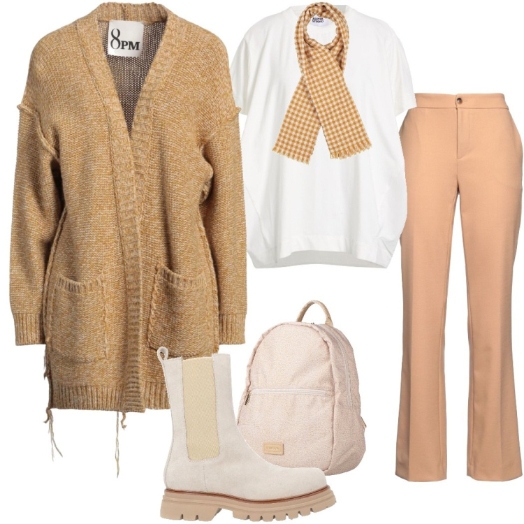 Outfit donna - Knitwear oversize. Stile Casual chic per Tutti i giorni. Abbinamento con pantaloni, stivaletti, cardigans, sciarpe, zaini, t-shirt.