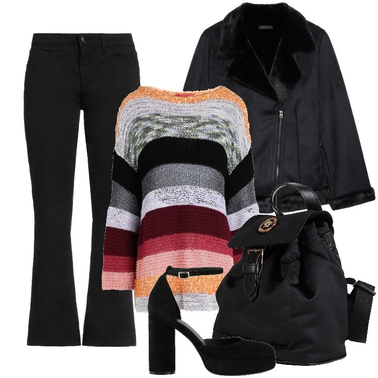 Outfit donna - Total look #2317874. Stile Trendy per Tutti i giorni. Abbinamento con décolleté, pantaloni, pullovers, zaini, giacche.