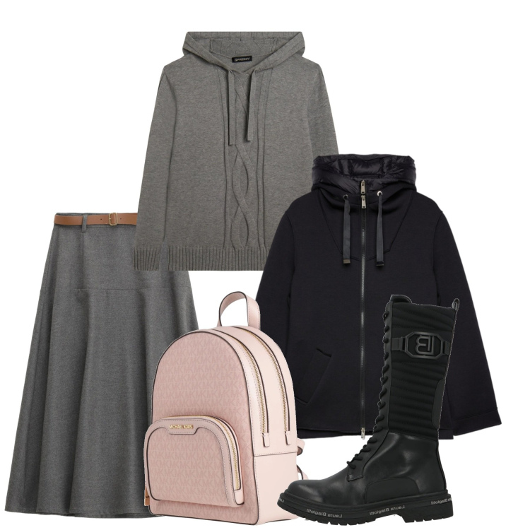 Outfit donna - Gennaio. Stile Casual per Tutti i giorni. Abbinamento con stivali, zaini, gonne lunghe, maglieria, blazer.