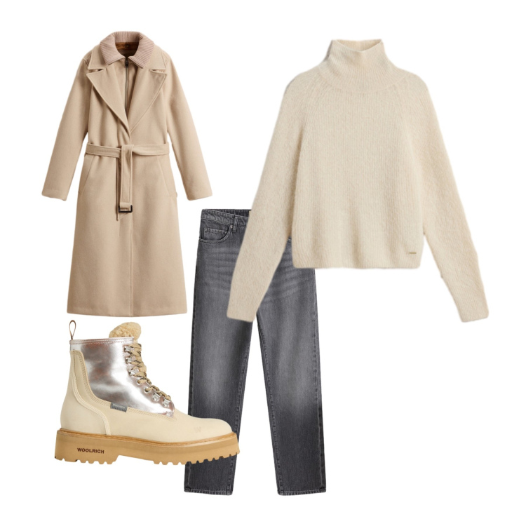 Outfit donna - Comodità. Stile Casual chic per Tutti i giorni. Abbinamento con jeans, cappotti, anfibi, maglieria.