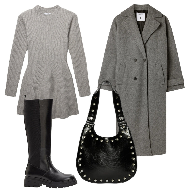 Outfit donna - Un abito comodo. Stile Casual per Tutti i giorni. Abbinamento con stivali, cappotti, vestiti corti, borse a spalla.