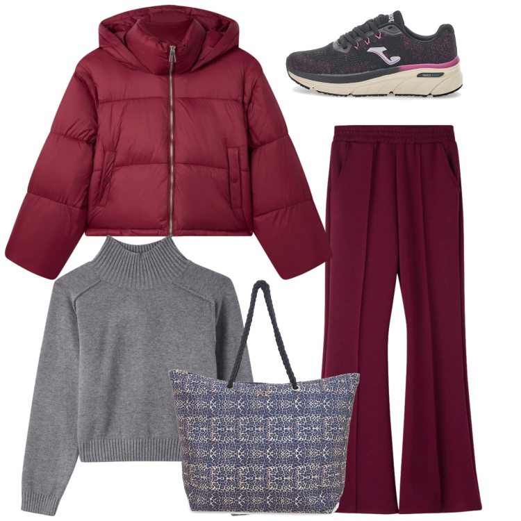 Outfit donna - Terranova - Saldi FW25. Stile Urban per Tutti i giorni. Abbinamento con bomber, maglieria, pantaloni, shopping bag, sneakers.