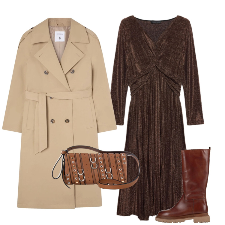 Outfit donna - La ciniglia marrone. Stile Chic per Tutti i giorni. Abbinamento con stivali, trench, borse a spalla, vestiti lunghi.