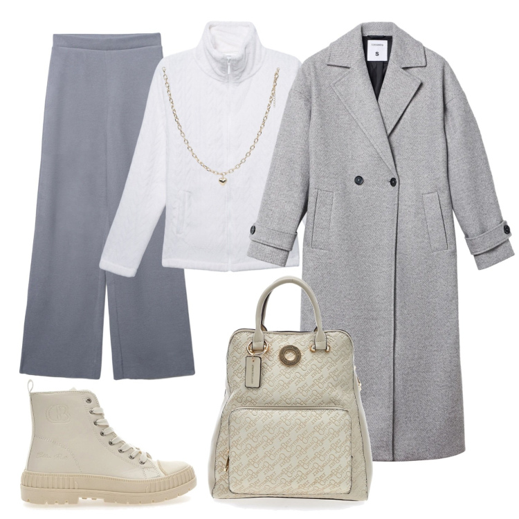 Outfit donna - Total look #2318153. Stile Casual per Tutti i giorni. Abbinamento con cappotti, pantaloni, felpe, collane, stivaletti, zaini.