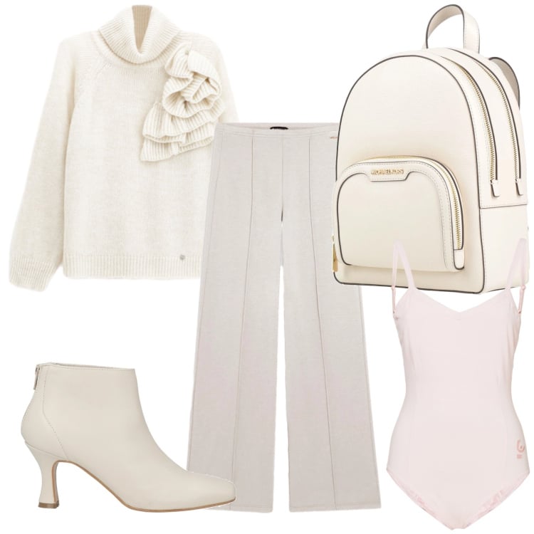 Outfit donna - Panna montata. Stile Bon Ton per Ufficio. Abbinamento con stivaletti, zaini, maglieria, pantaloni, body.