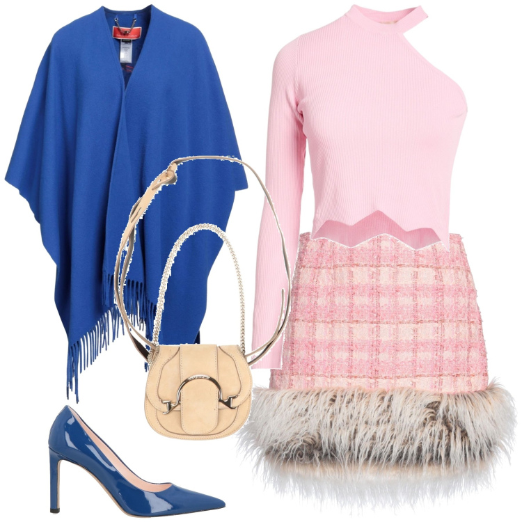 Outfit donna - Cena e frange. Stile Glamour per Serata fuori. Abbinamento con minigonne, décolleté, cappe, top, marsupi.