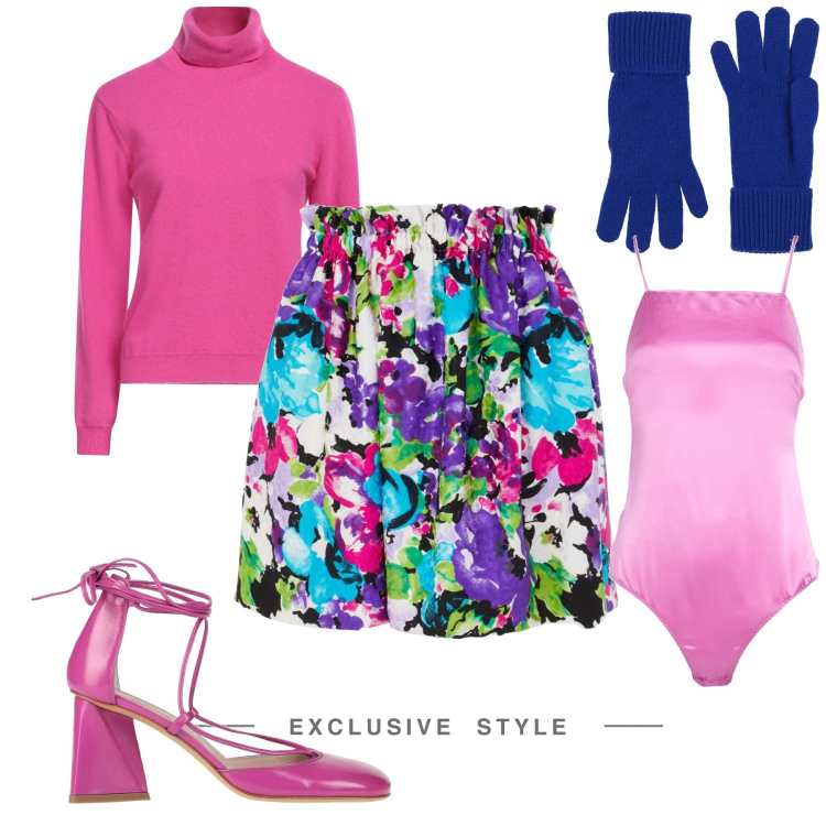 Outfit donna - Davvero graziosa. Stile Glamour per Serata fuori. Abbinamento con minigonne, body, maglieria, guanti, décolleté.