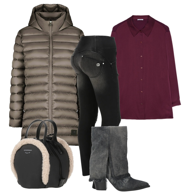 Outfit donna - Per gennaio il piumino lungo. Stile Boho per Tutti i giorni. Abbinamento con stivaletti, zaini, jeans strappati, piumini, camicie.
