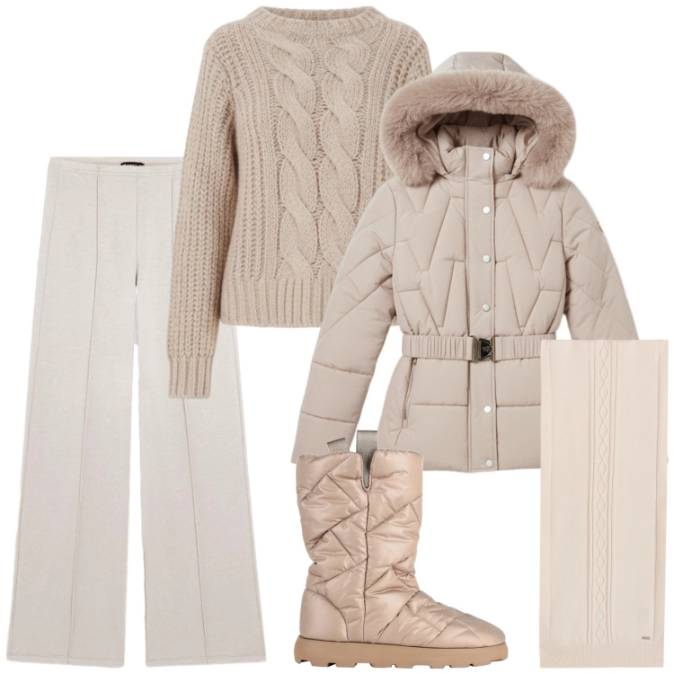 Outfit donna - Total look #2318295. Stile Casual per Tutti i giorni. Abbinamento con stivaletti, pantaloni, sciarpe, maglieria, piumini.