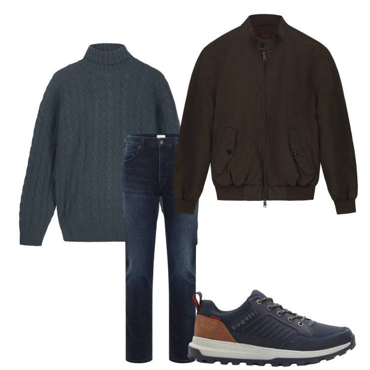 Outfit uomo - Blu profondo.... come te..... Stile Trendy per Tutti i giorni. Abbinamento con bomber, maglieria, sneakers, jeans slim fit.