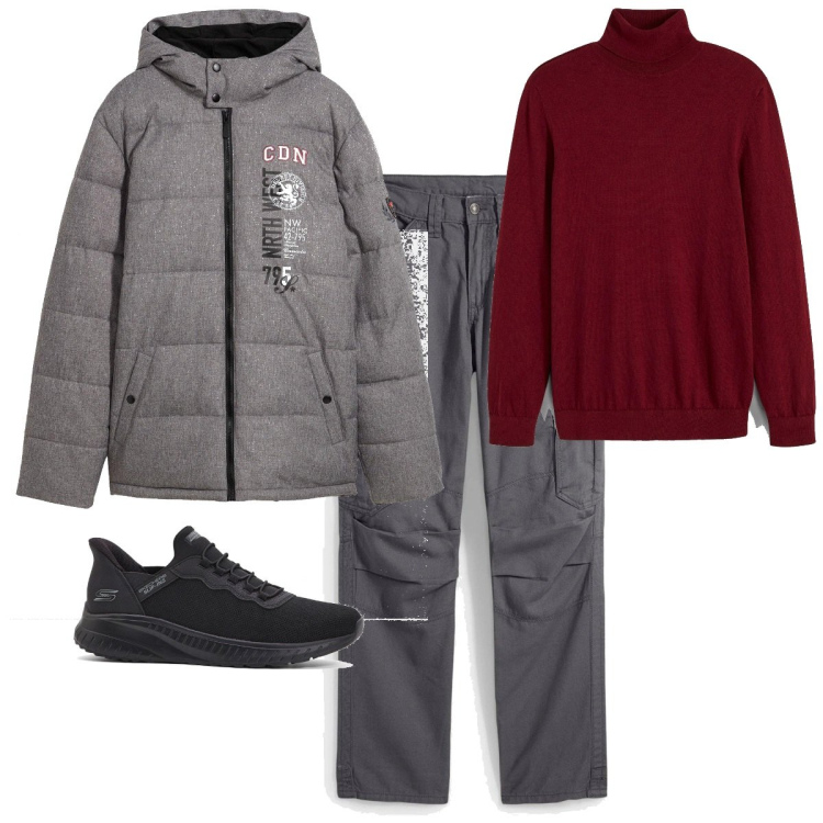 Outfit homme - Urban #211. Style Urban pour Tous les jours. Assortir avec pantalon cargo, sneakers, doudounes, pulls.