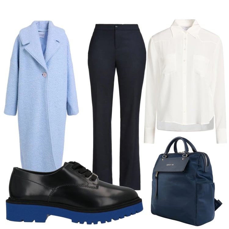Outfit donna - Il mare d\'inverno. Stile Bon Ton per Mare. look ideale per Tall. Abbinamento con scarpe stringate, zaini, pantaloni, cappotti, camicie.