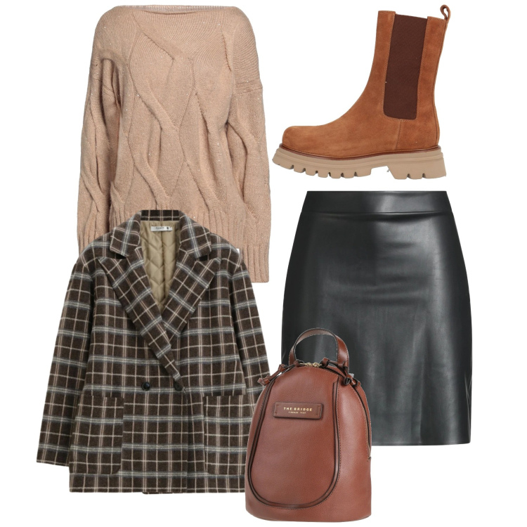 Outfit donna - Total look. Stile Bon Ton per Tutti i giorni. Abbinamento con zaini, stivaletti, minigonne, pullovers, blazer.