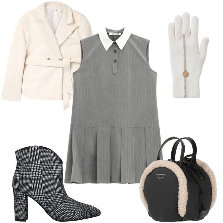Outfit donna - Il capospalla importante: preppy. Stile Preppy per Tutti i giorni. Abbinamento con stivaletti, zaini, blazer, vestiti corti, guanti.