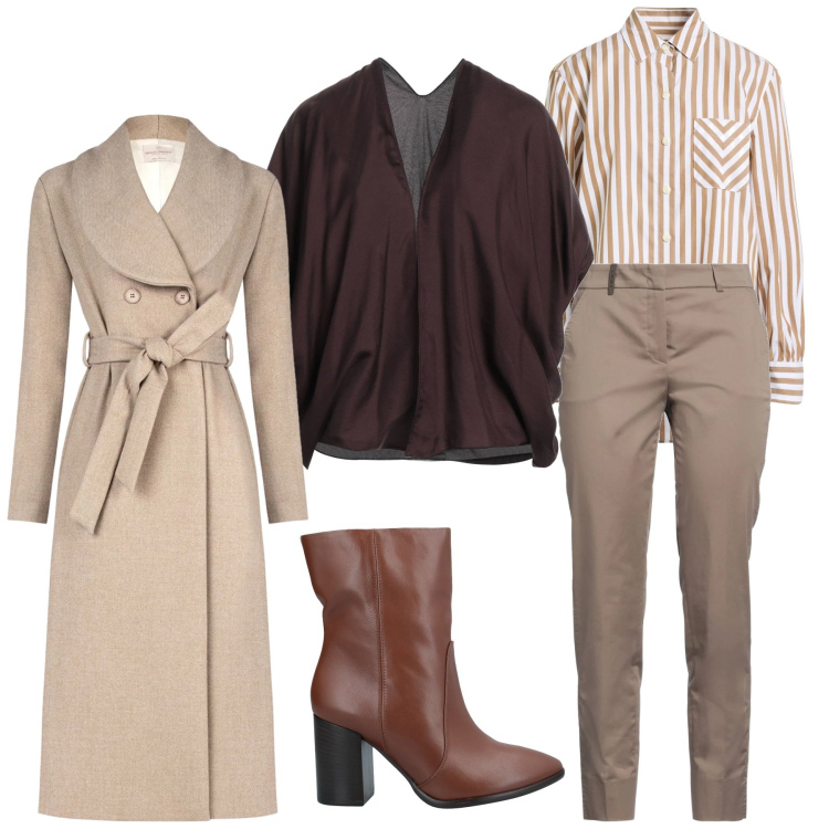 Outfit donna - Gennaio è arrivato. Stile Glamour per Ufficio. Abbinamento con pantaloni, stivaletti, blazer, camicie, cappotti.