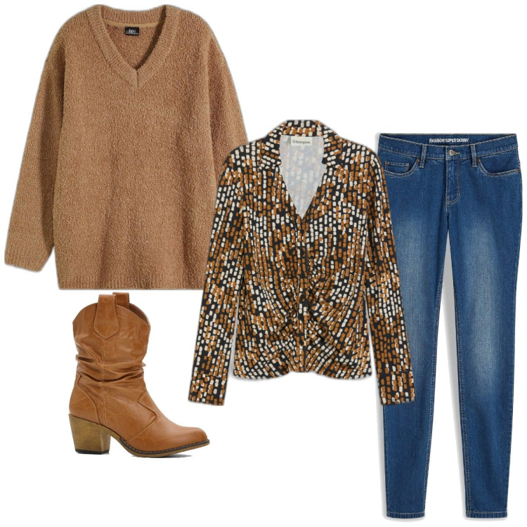 Outfit femme - Marron boheme. Style Boho pour Tous les jours. Assortir avec tuniques, bottines texanes, jean skinny, pulls.