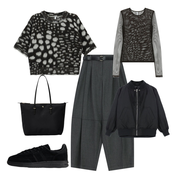 Outfit donna - Saldi Imperial. Stile Casual per Tutti i giorni. Abbinamento con pantaloni, t-shirt, maglieria, bomber, borse tote, sneakers.