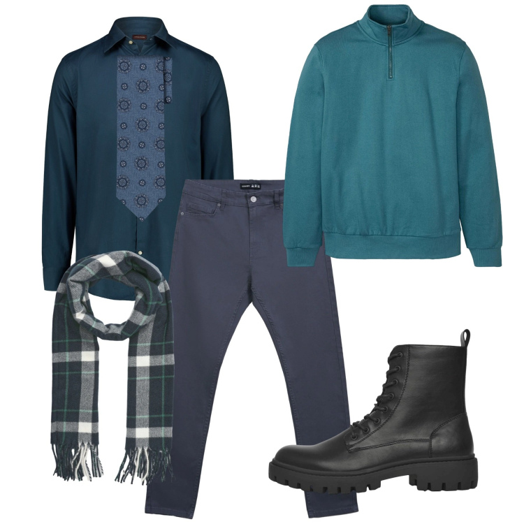 Outfit uomo - Colori profondi. Stile Business/Elegante per Serata speciale. Abbinamento con felpe, anfibi, pantaloni skinny, sciarpe, cravatte, camicie.