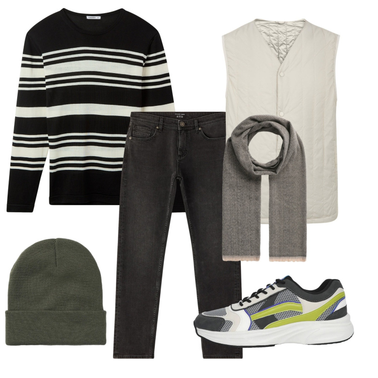 Outfit uomo - Casual per caso. Stile Casual per Tutti i giorni. Abbinamento con jeans, maglieria, sciarpe, berretti, sneakers, piumini.