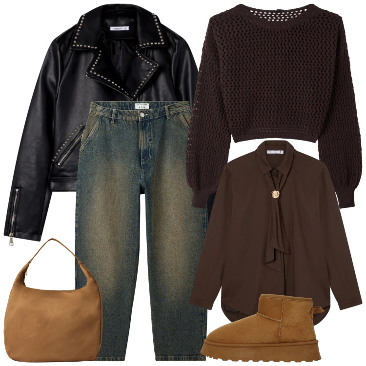 Outfit donna - Terranova Saldi FW25. Stile Casual per Tutti i giorni. Abbinamento con camicie, jeans, maglieria, borse a mano, stivali, giacche.