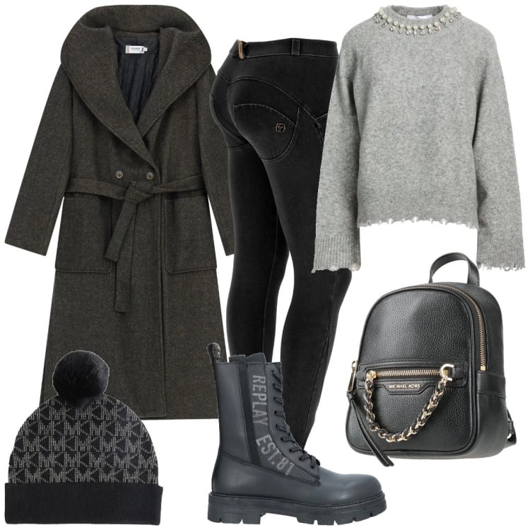 Outfit donna - Maglione soffice. Stile Casual chic per Tutti i giorni. Abbinamento con pullovers, anfibi, cappelli, zaini, cappotti, jeggings.