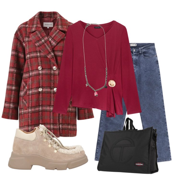 Outfit donna - La maglia con il drappeggio. Stile Urban per Tutti i giorni. Abbinamento con zaini, stivaletti, jeans dritti, ciondoli, cappotti, t-shirt.