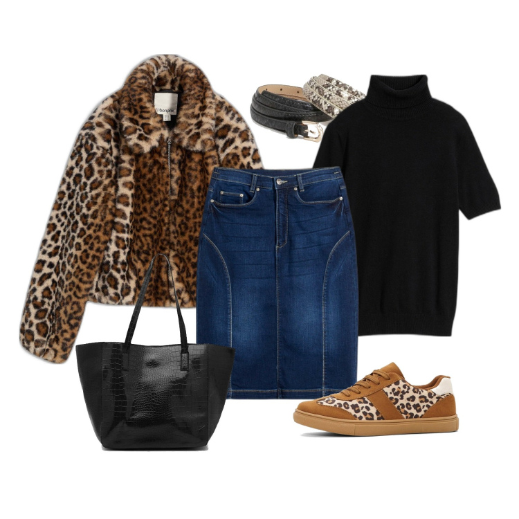 Outfit femme - Féline. Style Ethnique pour Tous les jours. Assortir avec pulls, sneakers, fausses fourrures, jupes longues, sacs tote, ceintures.
