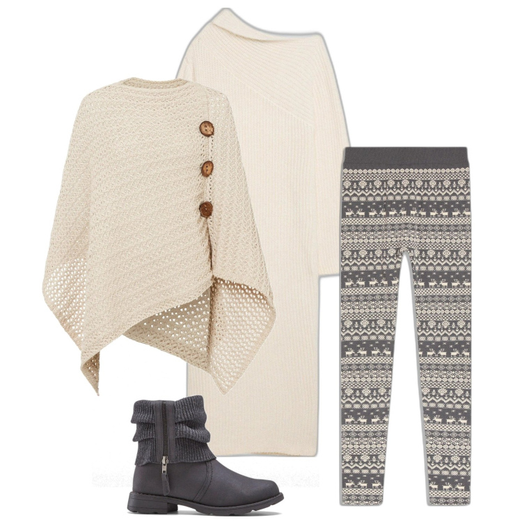 Outfit femme - Casual Winter. Style Casual pour Tous les jours. Assortir avec bottines, manteaux, robes, legging.