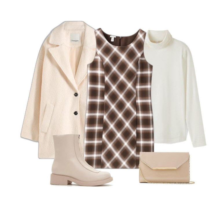 Outfit femme - Robe Rétro. Style Vintage rétro pour Tous les jours. Assortir avec pochette, t-shirts, manteaux, bottes, robes.