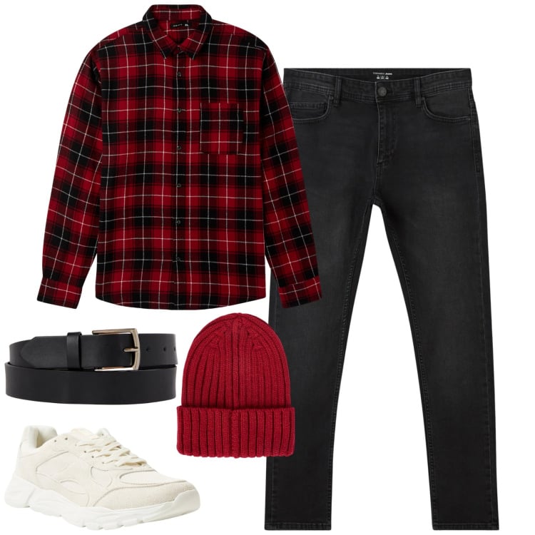 Outfit uomo - Casual. Stile Casual per Tutti i giorni. Abbinamento con sneakers, jeans skinny, camicie, berretti, cinture.