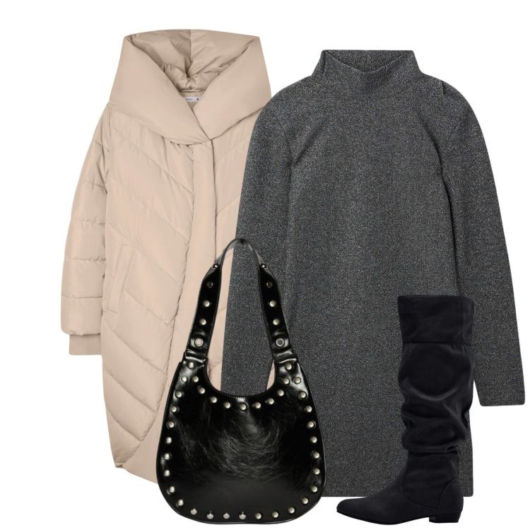 Outfit donna - Total look. Stile Bon Ton per Tutti i giorni. Abbinamento con stivali, vestiti corti, cappotti, borse a spalla.