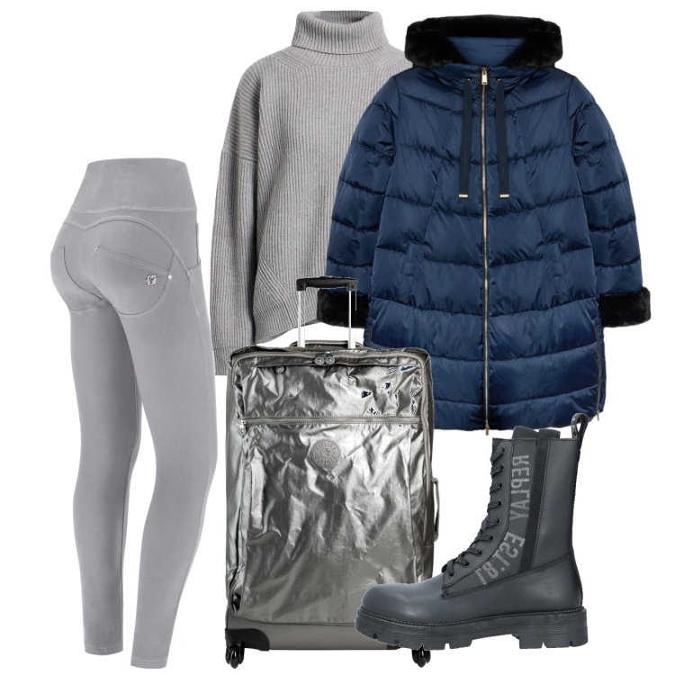 Outfit donna - Confortevole sotto la neve - Focus Donna. Stile Casual per Tutti i giorni. Abbinamento con anfibi, valigie, maglieria, pantaloni skinny, piumini.