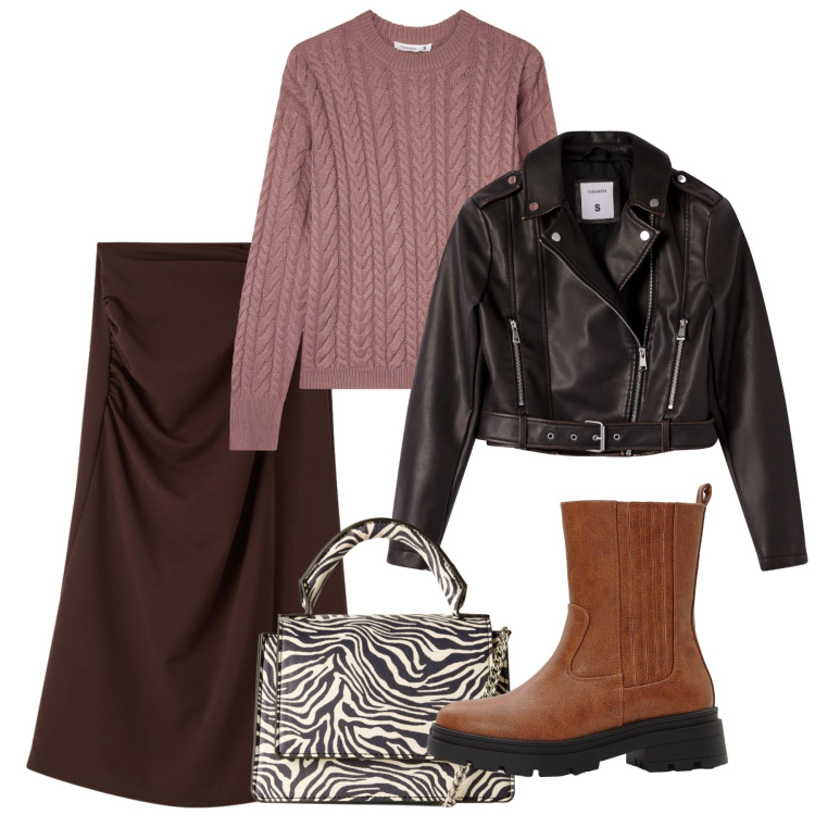 Outfit donna - Gennaio. Stile Casual per Tutti i giorni. Abbinamento con stivaletti chelsea, gonne lunghe, giacche, maglieria, borse a tracolla.