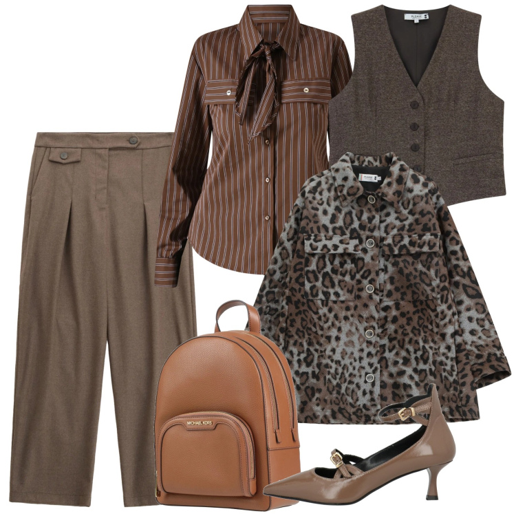 Outfit donna - Moka. Stile Chic per Tutti i giorni. Abbinamento con décolleté, zaini, pantaloni, cappotti, gilet, camicie.